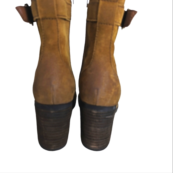 Born Rust Brown  Distressed Suede Cass Block Heel Boots...Size 9M - Picture 6 of 10